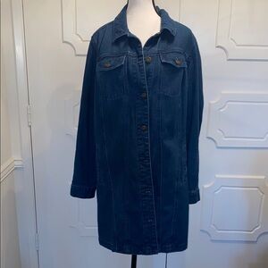 Jessica London Blue Denim Knee Length Coat or Dress Sz 18W